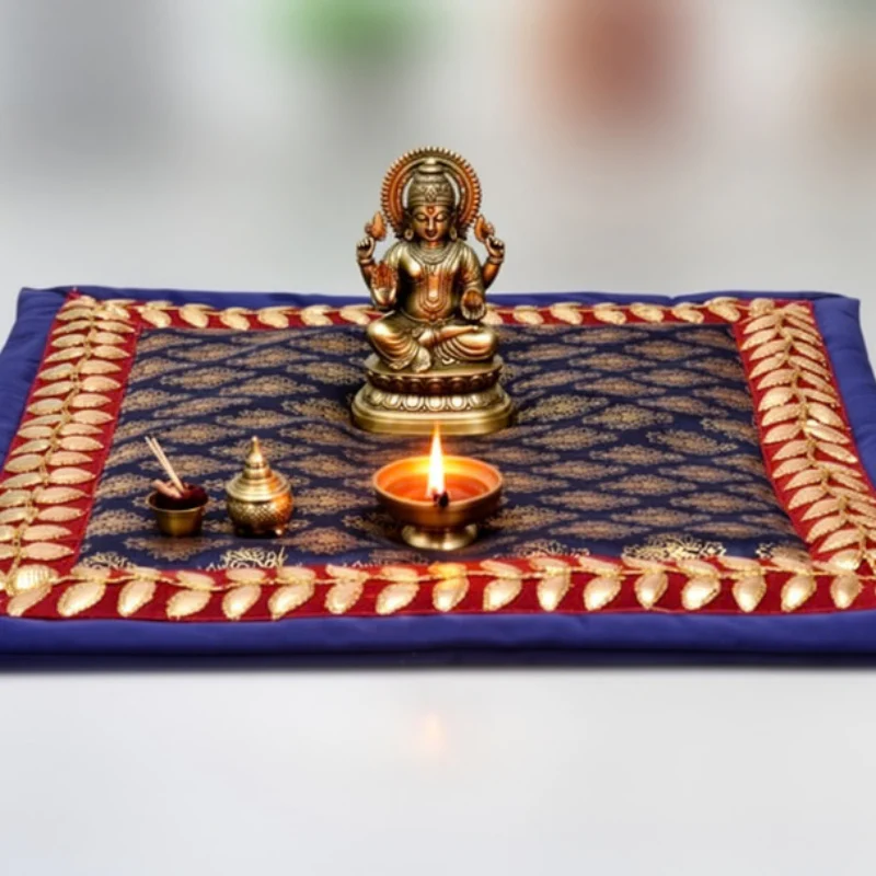 Puja Aasan Mat 80 × 80 cm – Soft Fabric Prayer Mat for Meditation, Puja & Religious Rituals - Image 5