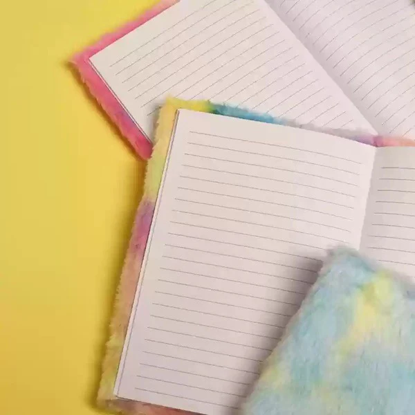 Rainbow Smooth Fur Diary (A5 size) - Soft Fluffy Journal for Kids, Teens & Stationery Lovers -Cute Stationery Gift (Pack of 1) - Image 3