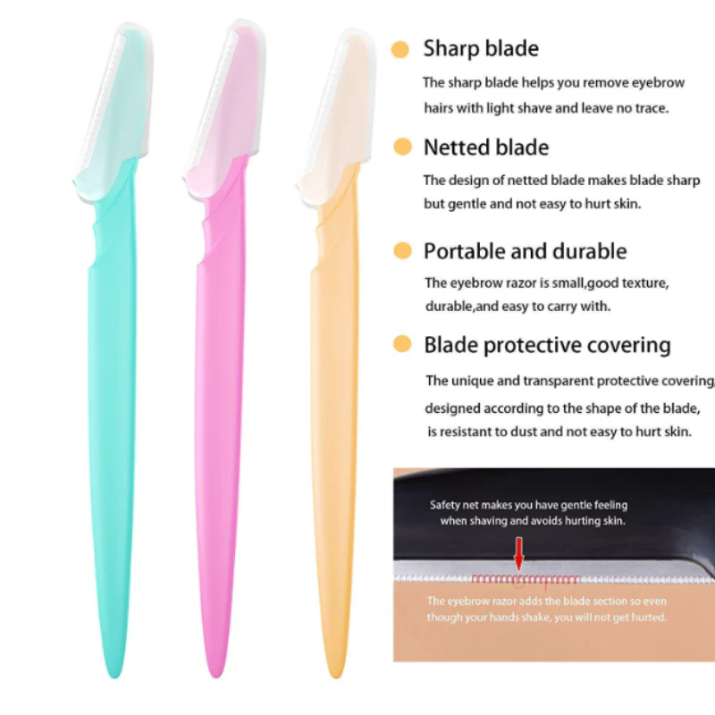 Reusable Eyebrow Touch Up Face Razor for Women – Facial Hair Removal Shaver for Upper Lip & Peach Fuzz (Set of 3) - Image 3