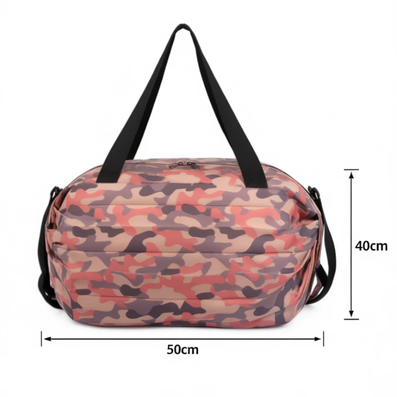 Reusable Folding Shopping Bag – Waterproof, Portable, and Foldable Travel Luggage Tote (Random color- Pack of 1) - Image 3