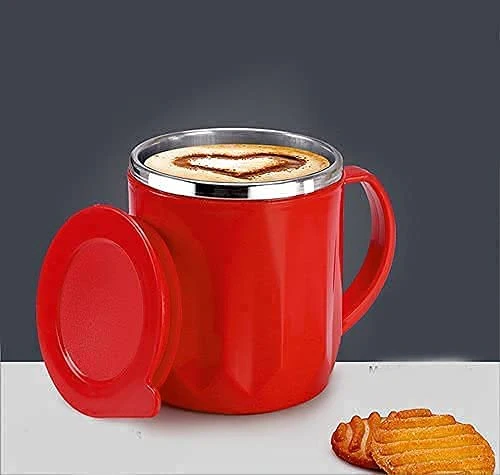 Double Wall Insulated Stainless Steel Tea & Coffee Mug With Lid for Home Office Restaurant Use Gift - Image 4