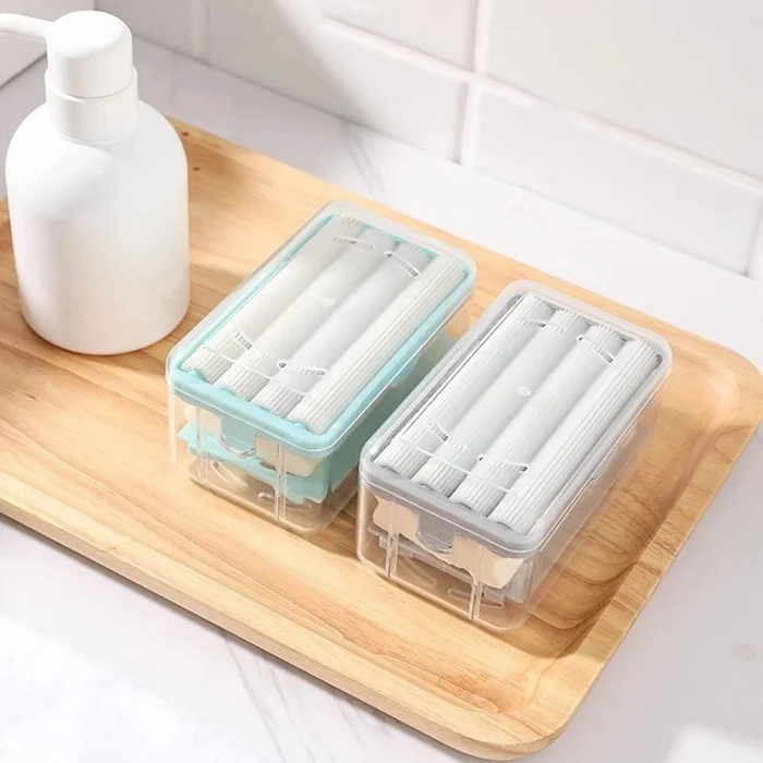 Roller Soap Holder – Easy Cloth Washing Plastic Soap Roller Dispenser Case with Lid (Pack of 1) - Image 2