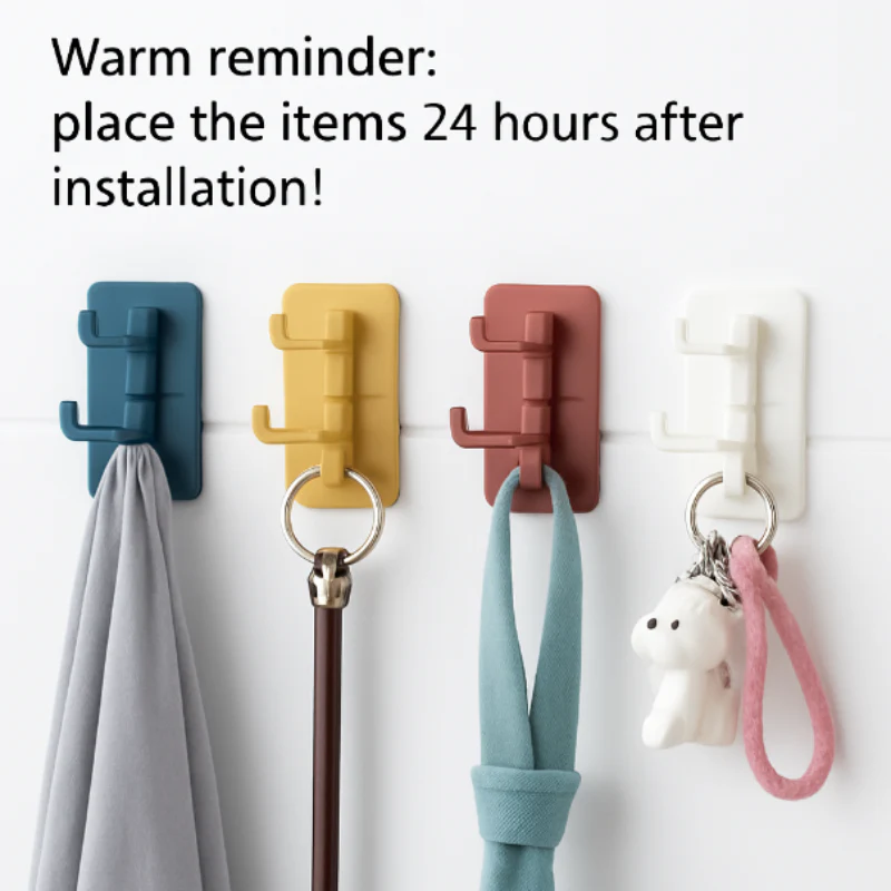Rotatory Multi-Purpose 4-Hook with Adhesive Sticker – Kitchen & Home Use (Random color-Pack of 1) - Image 5