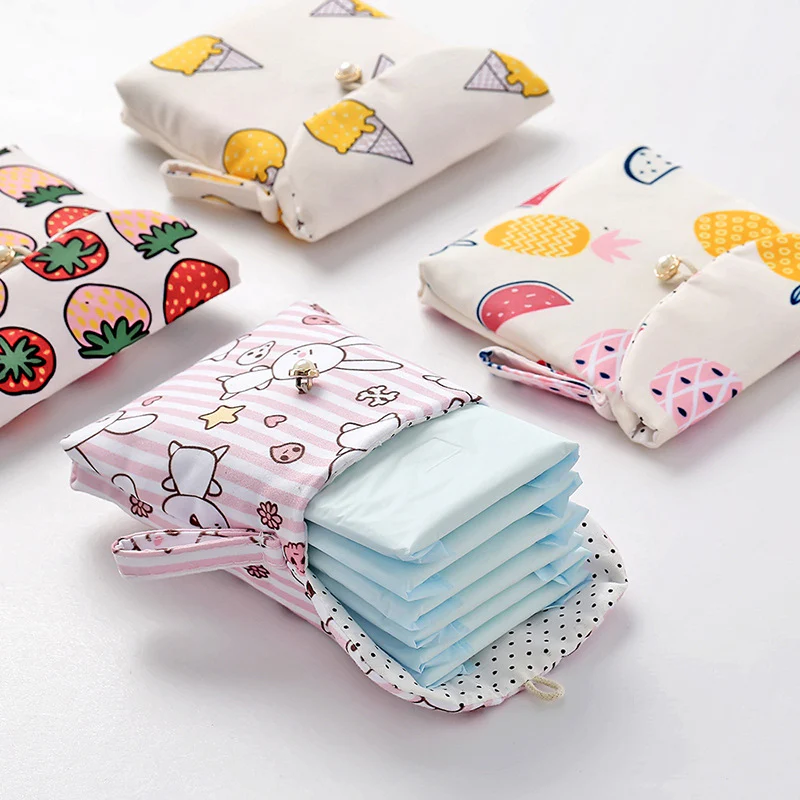 Sanitary Napkin Pouch – Discreet, Portable & Hygienic Storage Bag for Pads, Pantyliners & Intimate Essentials(Random print-Pack of 1)