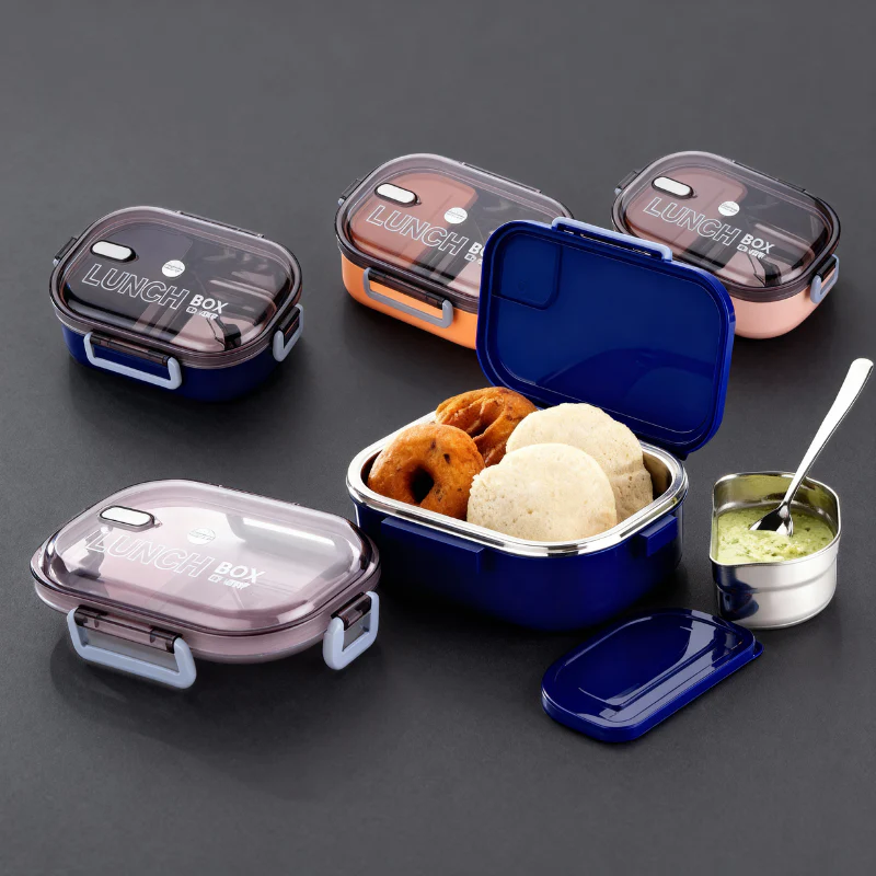 Stainless Steel Insulated School Time Lunch Box – Keeps Food Warm for School & Office Meals (Random Color – Pack of 1) - Image 4