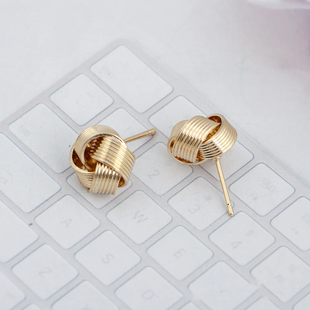 Simple Twist Stud Earrings for Women – Gold Color Knot Design, Mini Brushed Stripe Button Earrings, Everyday Wear & Gift Jewelry(1 Pair) - Image 3
