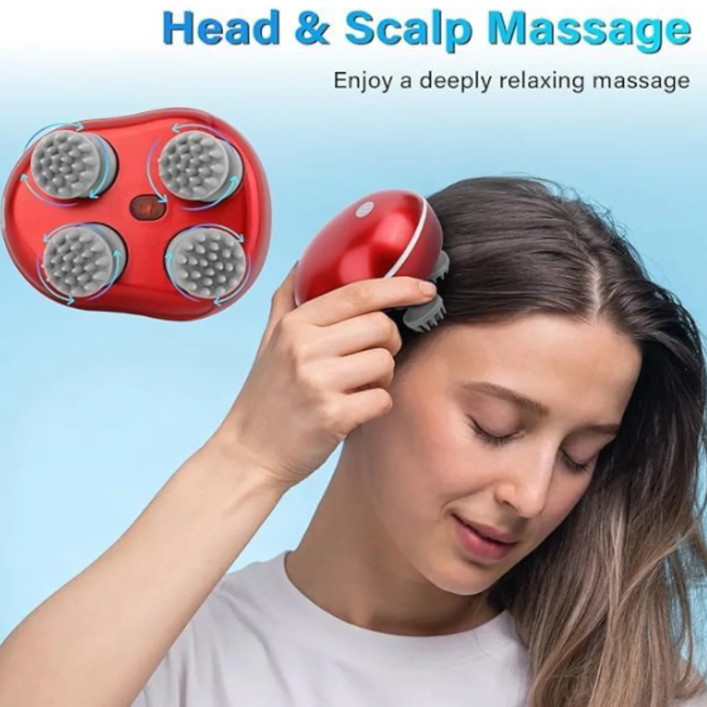 Electric Scalp & Body Massager – 96 Silicon Kneading Points with Detachable Heads for Hair Growth & Relaxation(Random color) - Image 2