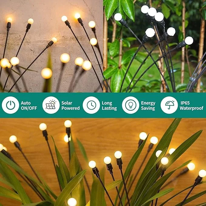 Solar Firework Lights for Garden – 8 LED Bulbs on Flexible Stems Warm White ( Set of 2 Pcs) - Image 5