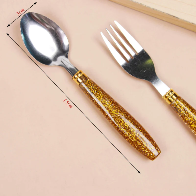 Elegant Spoon & Fork Set with Golden Handle – Premium Dining Cutlery (Pack of 1 Set) - Image 2