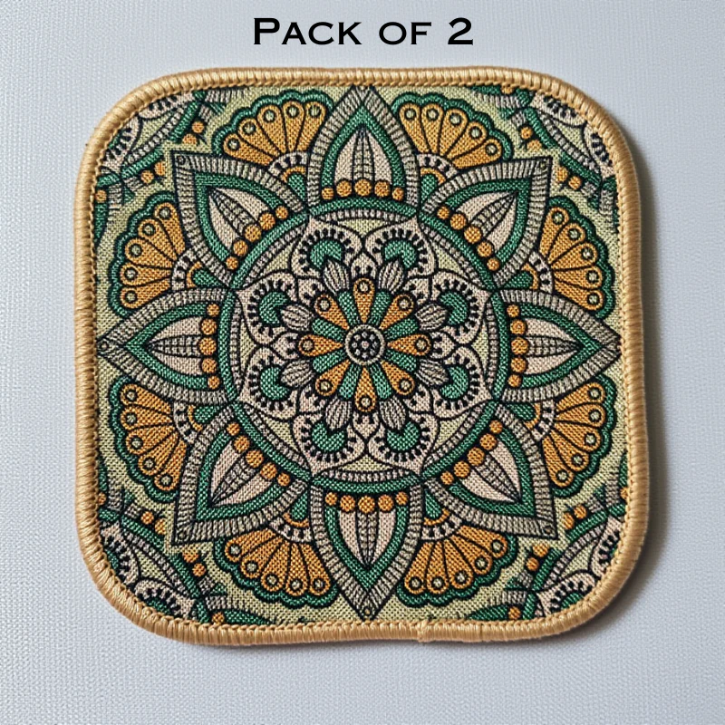 Square Table Placemats (Pack of 2) – Washable, Heat-Resistant & Non-Slip Mats for Center Table, Side Table, Cups, Glasses, Soup Bowls & Tea Kettles - Image 2