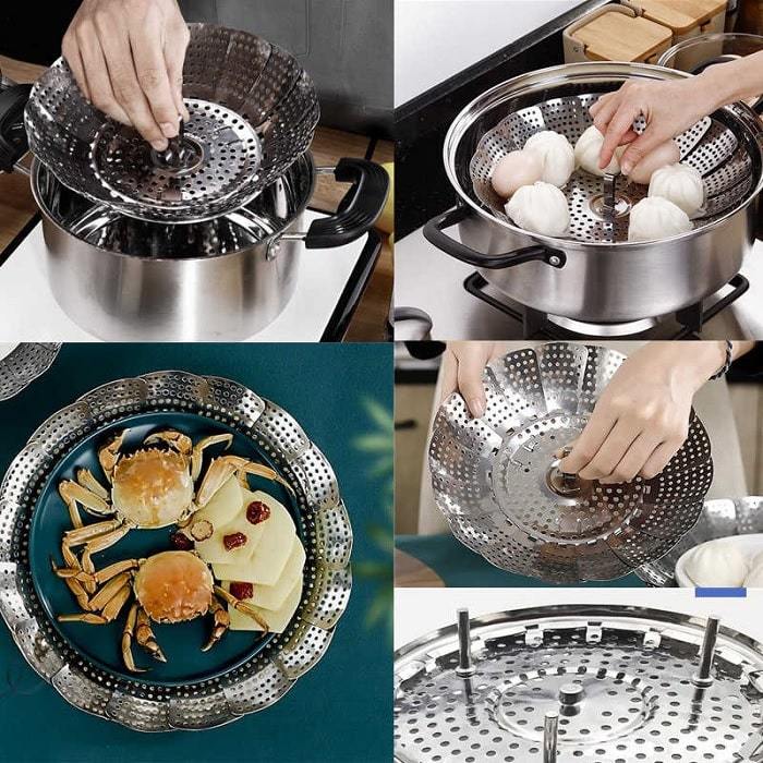 Stainless Steel Folding Steamer Basket – Adjustable Vegetable & Food Steamer for Healthy Cooking, Fits Most Pots & Pans - Image 2