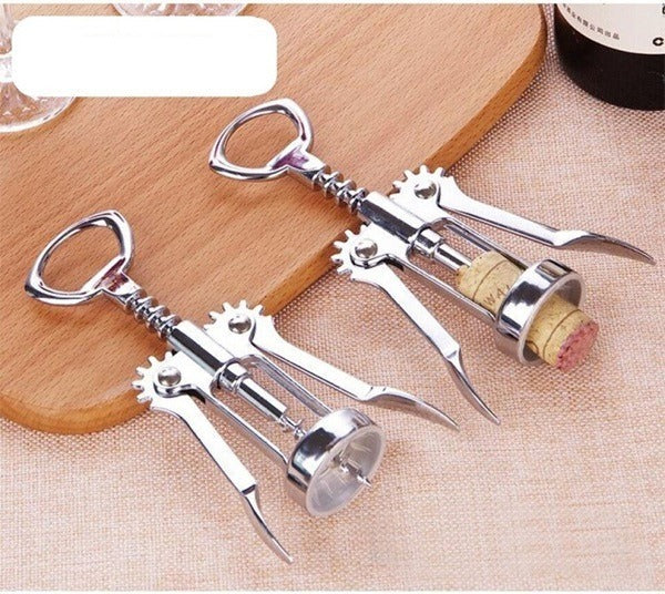 Stainless Steel Corkscrew Bottle Opener, 2 in 1 Stainless Steel Waiter Metal Wine Corkscrew Bottle Beer Cap Opener for Restaurants Bar Home (Silver) - Image 3