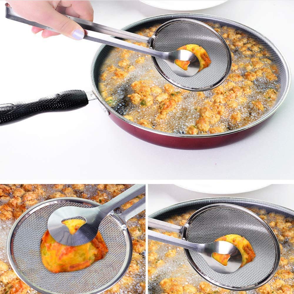 Stainless Steel Oil Frying Filter Tong – Kitchen Frying Tool for Draining & Serving Oil, Heat-Resistant Cooking Tong (Pack of 1) - Image 3