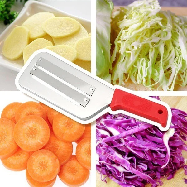 Stainless Steel Double Blade Vegetable Slicer Knife & Shredder – Multi-Purpose Vegetable Cutter - Image 4