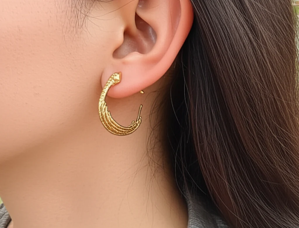 Statement Twisted Gold Stud Earrings for Women – Elegant Minimalist Jewelry, Hypoallergenic & Lightweight (1 Pair) - Image 2