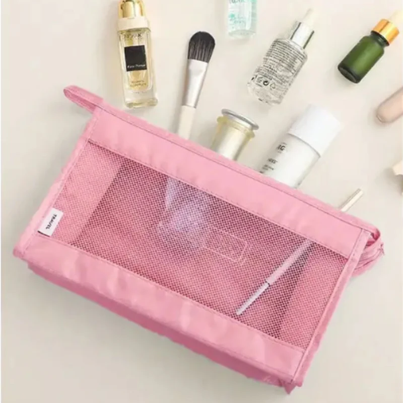 Transparent Mesh Travel Toiletry Bag – Waterproof Cosmetic Organizer Pouch (Random Color) (Pack of 1) - Image 2