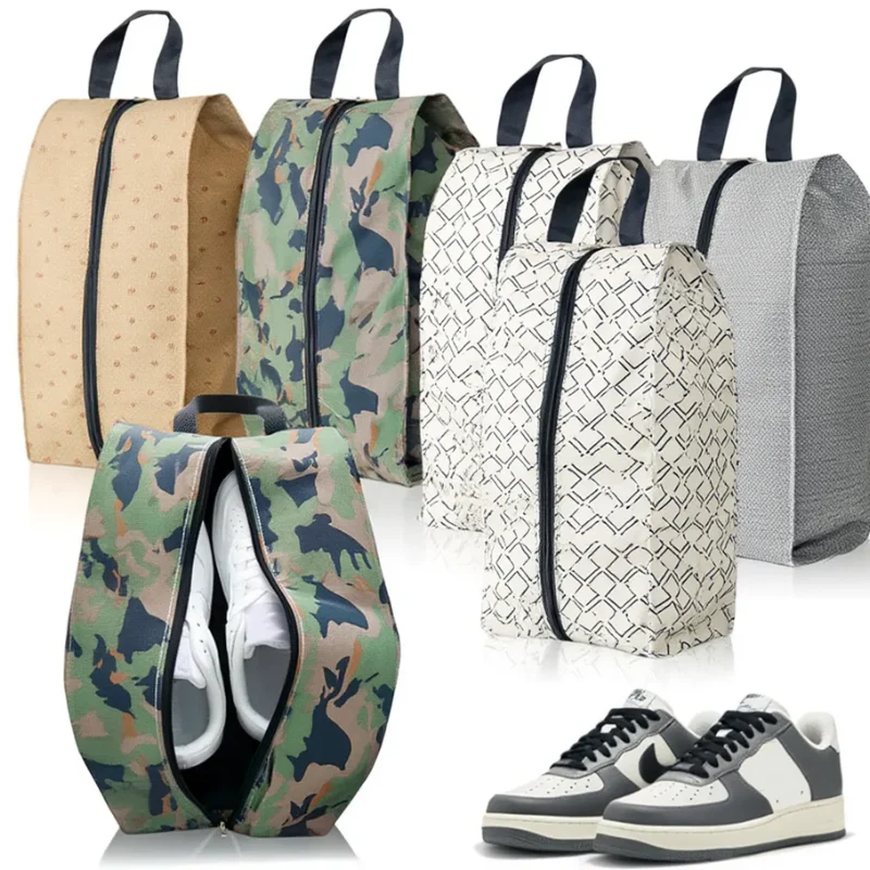 Travel Shoe Organizer Zipper Pouch – Compact Footwear Storage Bag (Random Print- Pack of 1 Pc)