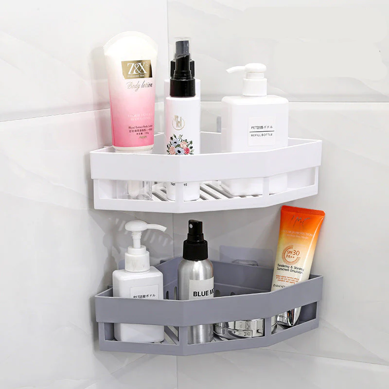 Triangular Bathroom Corner Storage Rack – Space-Saving Wall Mounted Shelf for Bathroom & Kitchen(Random color-Pack of 1)
