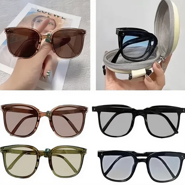 Ultralight Folding Sunglasses with Cover Pouch – Portable Compact Foldable Glasses (UV Protection, Lightweight Plastic Frame) (Random Shade-Pack of 1) - Image 2