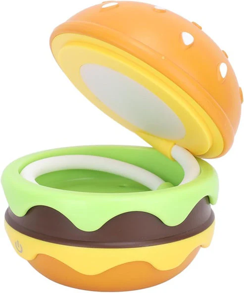 USB Rechargeable Burger Shape Study Lamp, Burger Shape Table Lamp Rechargeable Adjustable Small Desk Lamp for Study Room Home Office Kid Return Gifts - Image 3