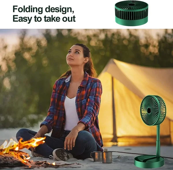 USB Rechargeable Telescopic Folding Fan, 3 speed Adjustable Folding Telescopic Table Fan for Office Desk Table Fan for Home kitchen - Image 6
