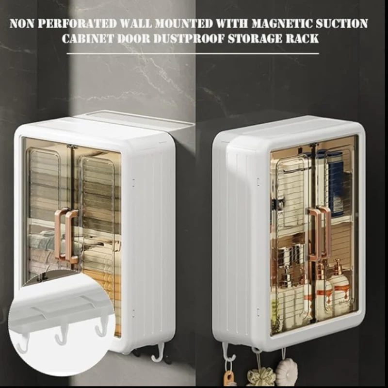 Wall Mounted Plastic Storage Cabinet with Transparent Doors & Hooks | Multipurpose Bathroom, Kitchen & Bedroom Organizer(No COD) - Image 3