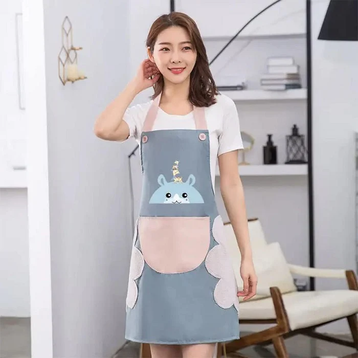 Cute Cartoon Print Kitchen Apron with Front Pocket โ Waterproof Cooking Apron (Pack of 1)