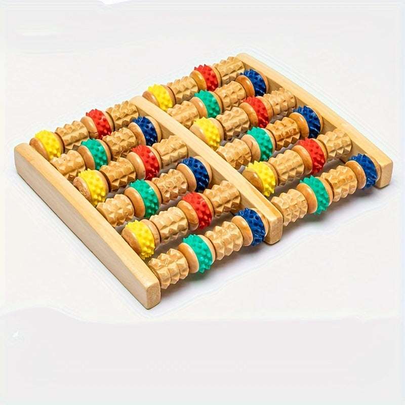 Wooden Six-Row Foot Roller Massager – Large Acupressure Foot & Hand Massage Tool for Home Relaxation - Image 5